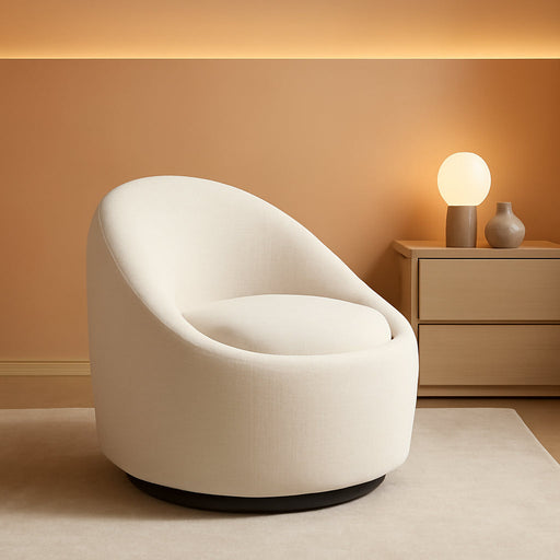 360° Swivel Accent Chair, Mid-Century Modern Chair with Hidden Storge, Small Swivel Chair with Arms for Living Room/Office-Beige