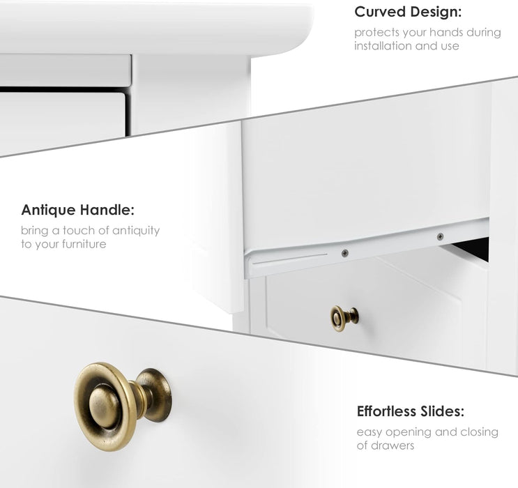 White Antique Dresser Solid Hardwood Storage Cabinet