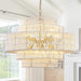 28.7In Large Coastal Chandelier White Rattan Light for Living Room