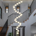 25 Light Black Modern Glam Crystal Ball Chandelier for High Ceiling Staircase Foyer Enterway Living Room Long Crystal Chandelier Lighting