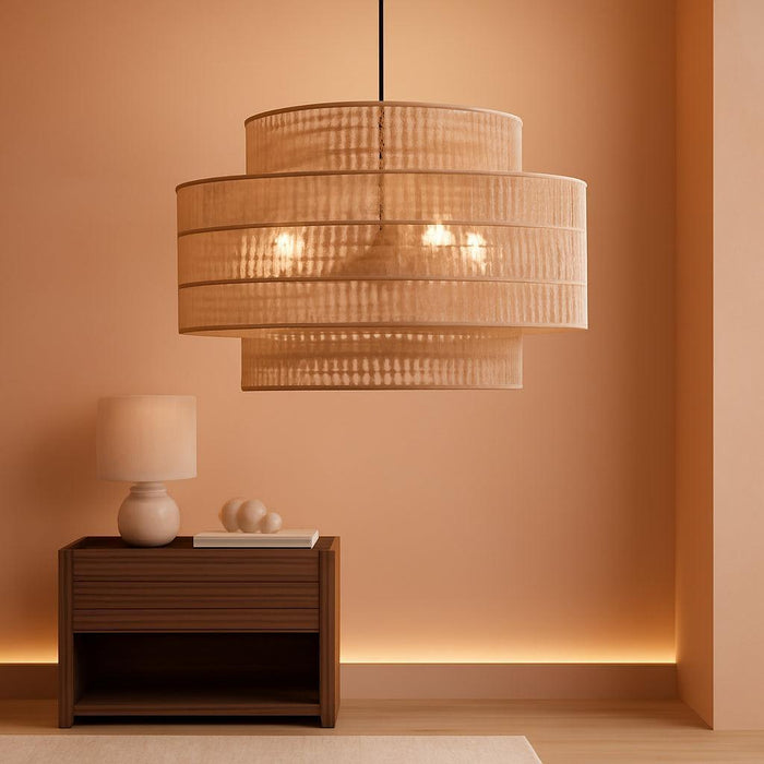 24” Boho Large Rattan Chandelier Light Fixture,6-Light Large Hand Woven Pendant Light Fixture Farmhouse Rustic Chandeliers for Kitchen Bedroom, Dining Room, Living Room, Hallway, Foyer