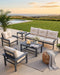 HDPE Outdoor Patio Furniture Set, Grey Frame & Beige Cushions
