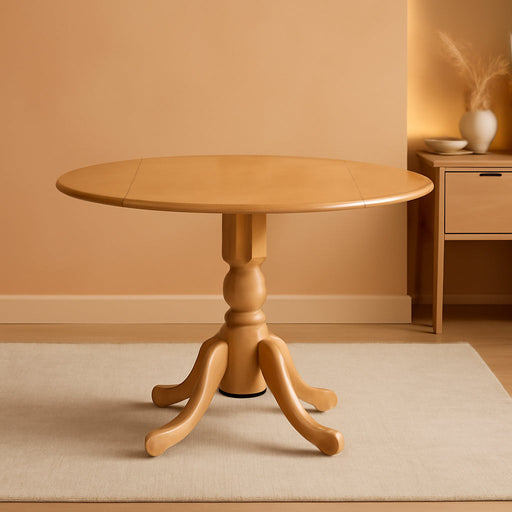 DLT-OAK-TP Dublin Dining Room Table - a round Kitchen Table Top with Dropleaf & Pedestal Base, 42X42 Inch, Oak