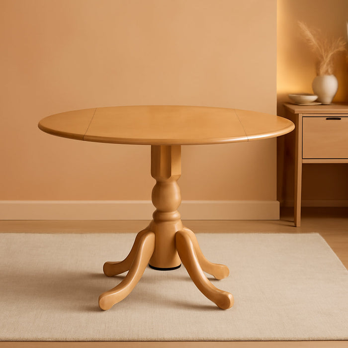 DLT-OAK-TP Dublin Dining Room Table - a round Kitchen Table Top with Dropleaf & Pedestal Base, 42X42 Inch, Oak