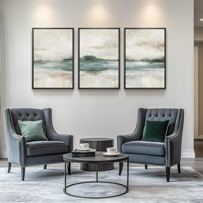 Framed Nature Landscape Canvas Triptych 24x36 Inches