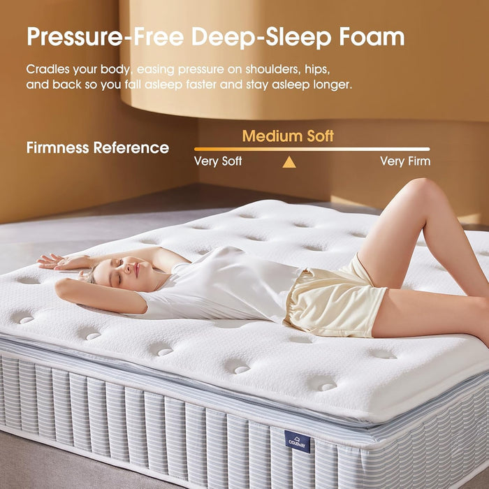 – 14 Inch Queen Mattress – Real Hybrid Queen Size Mattress Memory Foam, Reinforced Edge Support, Zoned Coils for Pressure Relief and No Motion Transfer (Queen (14 Inch))