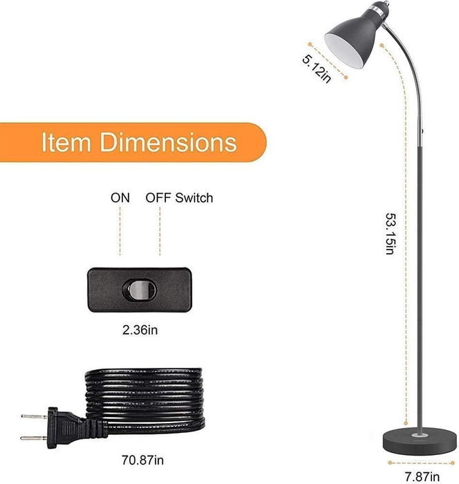 Black Floor Reading Lamp With Adjustable Gooseneck