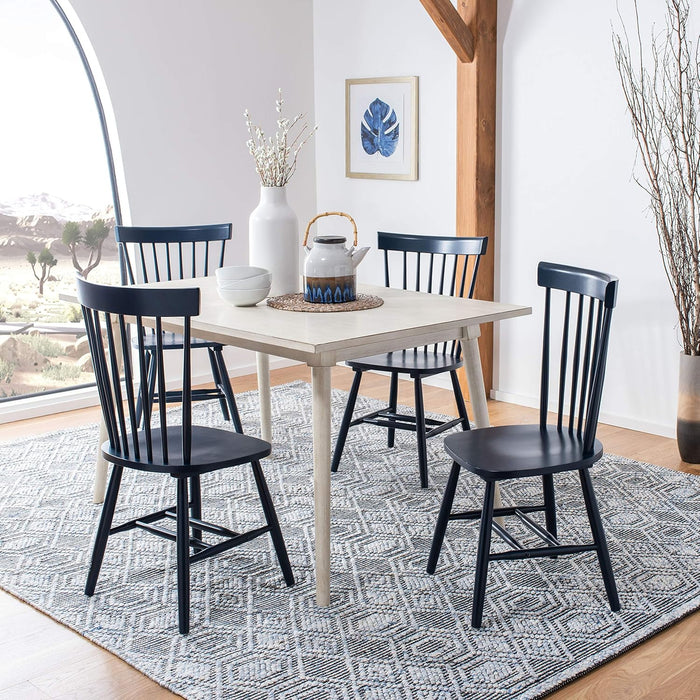 Home Collection Parker Farmhouse Navy Blue Windsor Spindle Solid Wood Dining Chair Set of 2