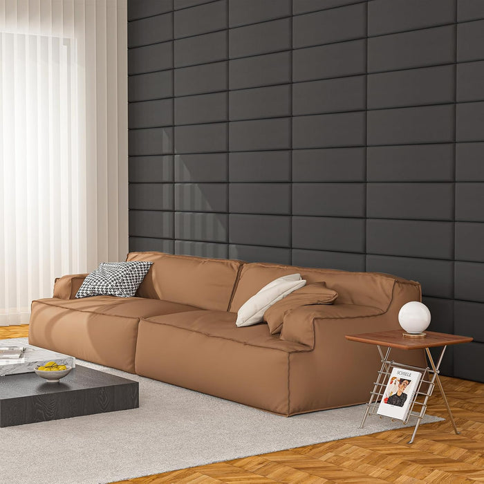 Peel and Stick Headboard for King, Full and Queen in Velvet Smoky Gray, Pack of 12 Panels Sized 9.84" X 23.62", Soundproof Wall Panels 3D, Upholstered Wall Panel