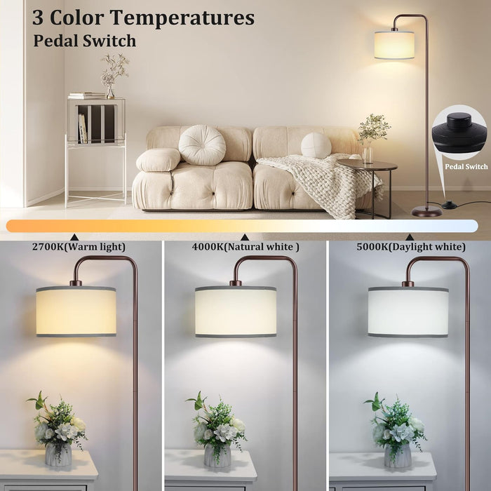 LED Floor Lamp for Living Room, 3 Color Temperature, with Foot Switch, 9W Bulb Included, Oil Rubbed Bronze