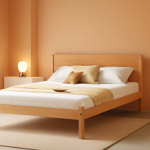 Full Bed Frame with Headboard, Malaysian Oak Bed with Classic Wood Finish, Wooden Platform Bed Frame with Storage, No Box Spring Needed, Easy Assembly, Full Size, Rustic Pine