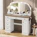 Amberhaus Farmhouse Vanity Desk With Mirror Lights