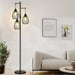 Dimmable Floor Lamp, 3 X 800LM LED Edison Bulbs Included, Farmhouse Industrial Floor Lamp Standing Tree Lamp with Elegant Teardrop Cage Tall Lamps for Living Room Bedroom Office Dining Room-Black