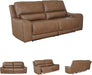 Signature Design by Ashley Spear Hill Contemporary Leather Match Power Reclining Sofa with Adjustable Headrest and USB Ports, Light Brown