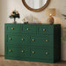 7 Drawer Dresser for Bedroom, Green Wood Chest of Drawers