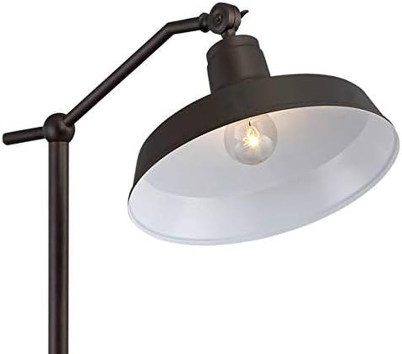Kayne Rustic Farmhouse Floor Lamp Standing 61" Tall Satin Bronze Metal Downbridge Shade for Living Room Reading Bedroom Office House Home Decor
