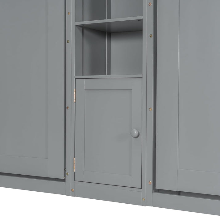 Gray Pinewood Murphy Beds Twin SpaceSaving Storage