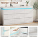 9 Drawer Dresser with LED Lights and Charging Station, Modern White Dresser