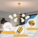 Gold Modern Chandelier 12-Light Glass Globe Ceiling Light Fixtures Mid Century Modern Sputnik Chandelier for Dining Room Kitchen Island Bedroom Living Room