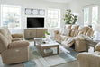 Tip-Off Classic Wall Hugger Power Reclining Sofa with Adjustable Headrest and USB Ports, Light Brown