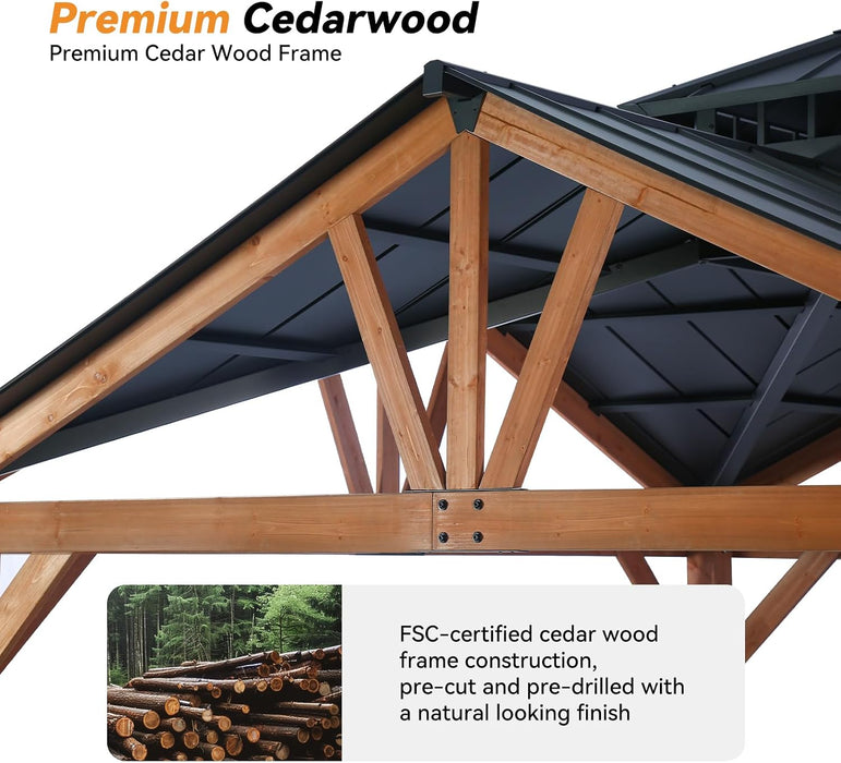 Cedar Wood Gazebo 12x12 Weatherproof Exterior Durability