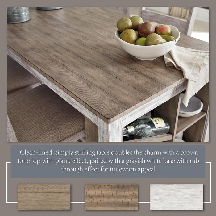 Skempton 3 Piece Counter Height Dining Set, Includes Table and 2 Barstools, Whitewash