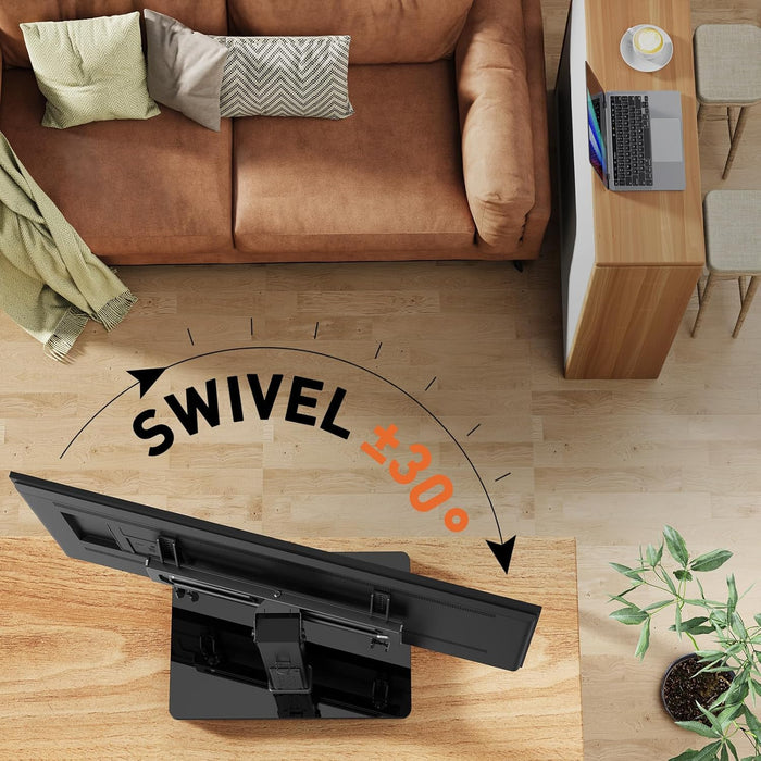 Universal Swivel TV Stand with Power Outlet, Tabletop TV Stand for 32–60,65 Inch Tvs up to 88 Lbs, Tempered Glass TV Mount Stand Base with Height Adjustment, Tilt, Max VESA 400X400Mm,Pgtvs27