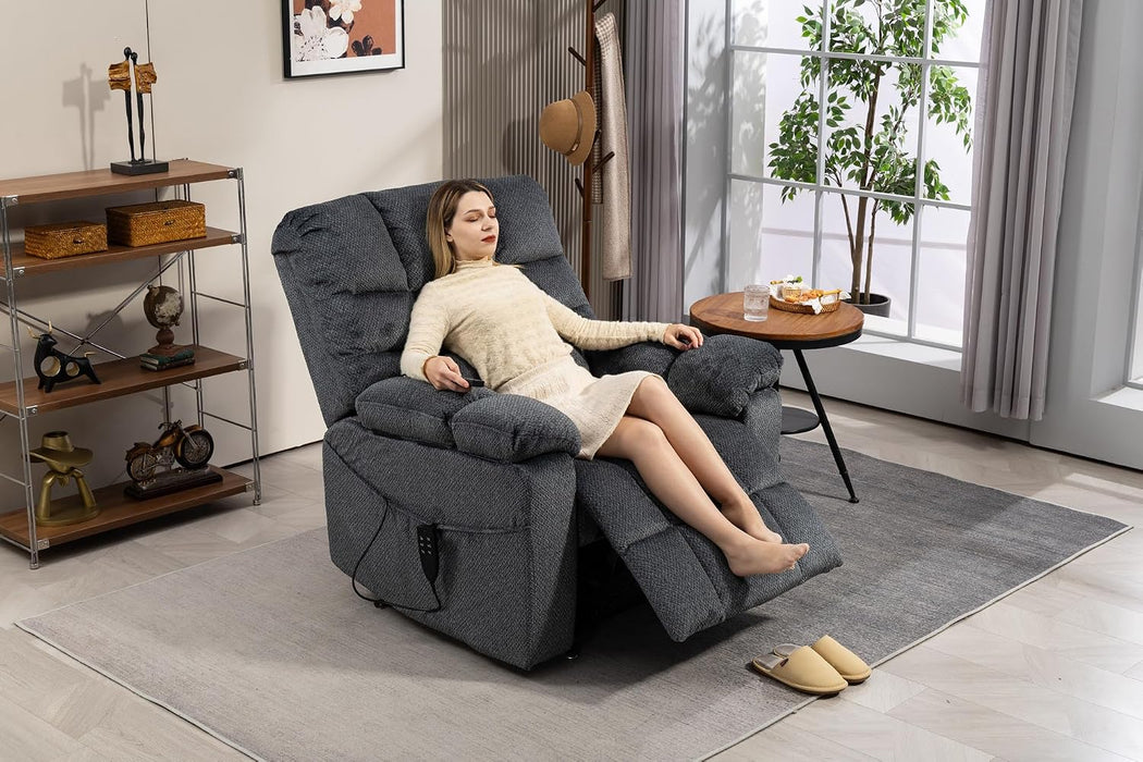 Oversized Power Lift Recliner Big Man 400Lbs, Extra Wide Recliner Chair with Lifts Vertically for Elderly, Features Cup Holder, Heat and Massage, Zero Gravity Lay Flat for Adults (Grey)