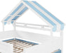 WhiteBlue Full Size Loft Bed WithIntegratedStorage