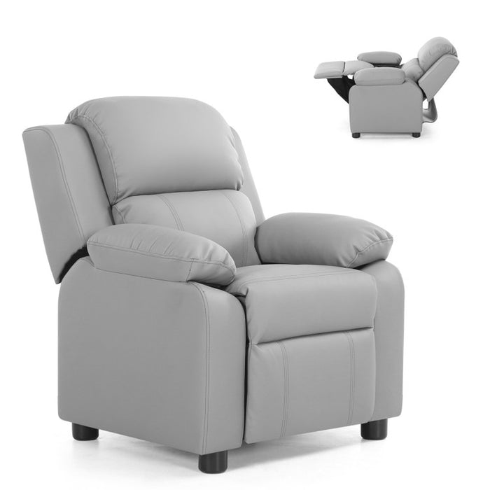 Kids Deluxe Headrest Recliner Sofa Chair with Storage Arms