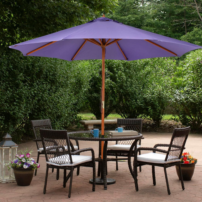 Outdoor Patio Market Umbrella with Wooden Pole - 8.5' - Purple