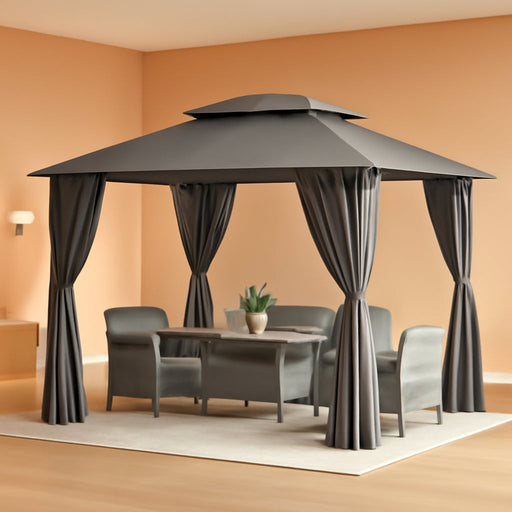 10x13 Ft Patio Gazebo With WeatherResistant Curtains