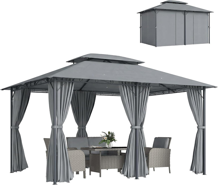 10x13 Ft Patio Gazebo With WeatherResistant Curtains