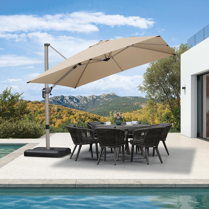 Patio Umbrella 10' X 10' Wind Resistant 5 Tilt Positions Beige