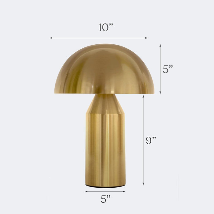 Venus Mushroom Table Lamp - Modern Lamp for Living Room, Bedroom Side/End Table - Dimmable, Unique Side Table LED Lamp Shade for Office, Reading - Brass/Gold, 14" Tall