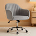 Modern Velvet Desk Chair Vanity Chair Height-Adjustable Swivel Computer Chair for Makeup Room Living Room Bedroom Soft Upholstered Office Chair Light Gray