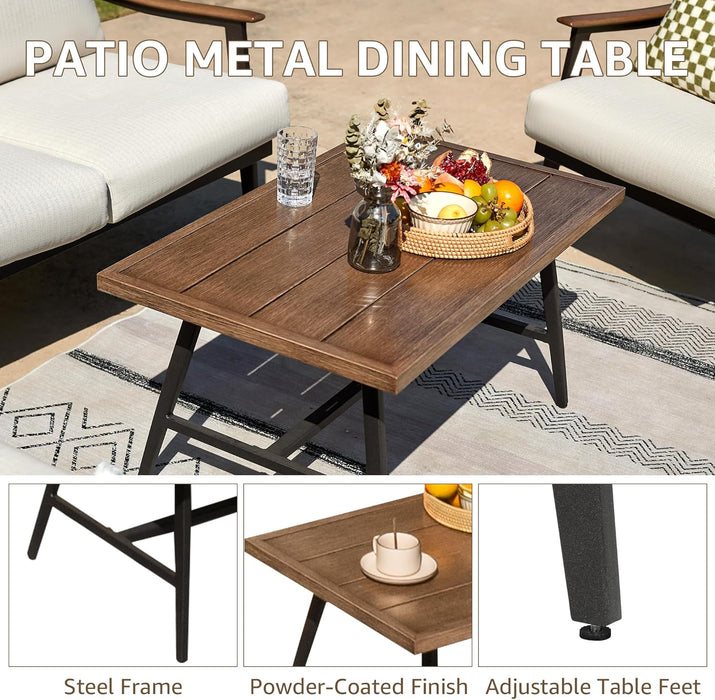 7 Pieces Patio Furniture Set, Outdoor Furniture Sofa Sectional Modern Metal Patio Conversation Set with High Back Wicker Backrest & Loveseat for Balcony, Backyard, Deck, Porch