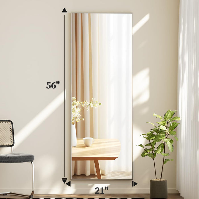 Full Length Mirror with Stand, 56"X21" Floor Mirror, Silver