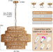 28.7In Large Rattan Chandelier 8-Light Gold Boho Rattan Chandelier