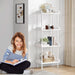 Bookcase 4 Tier Bookshelf, Vintage Small Bookshelf for Small Spaces, Wooden Book Shelf Small Bookcase for Living Room Bedroom