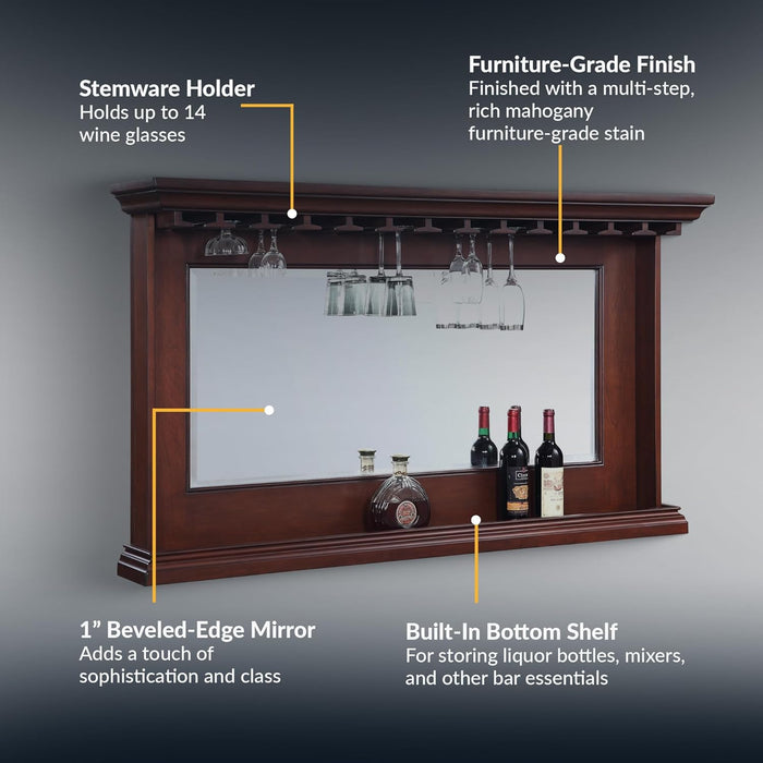 Seville 62x35.5 Inch Walnut Wall Mirror with Shelf