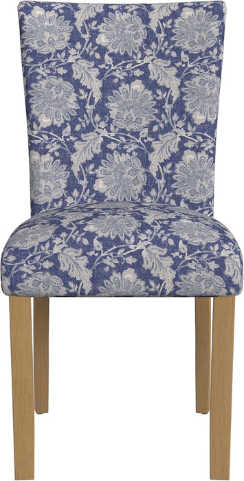 Classic Parsons Upholstered Dining Chairs, Pack of 2, Blue Floral Print