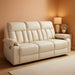 Power Reclining Sofa with Heat and Vibration,Usb Ports, Cup Holders,3-Seat Dual Recliner Sofa for Living Room 6077(Cream White, Reclining Sofa)