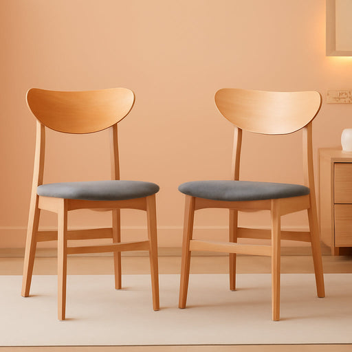 Home Lucca Retro Natural and Grey Cushion Dining Chair, Set of 2