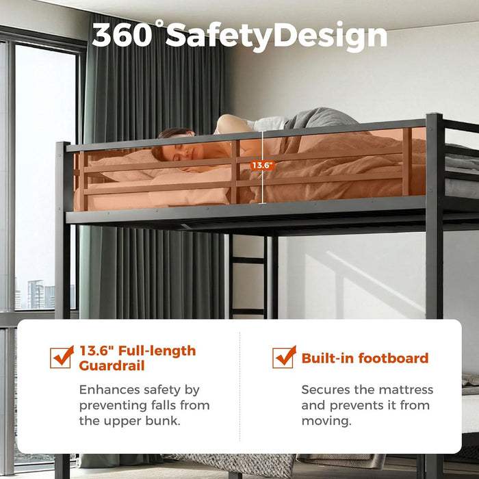 Queen HeavyDuty SpaceSaving Double Queen Bed Black