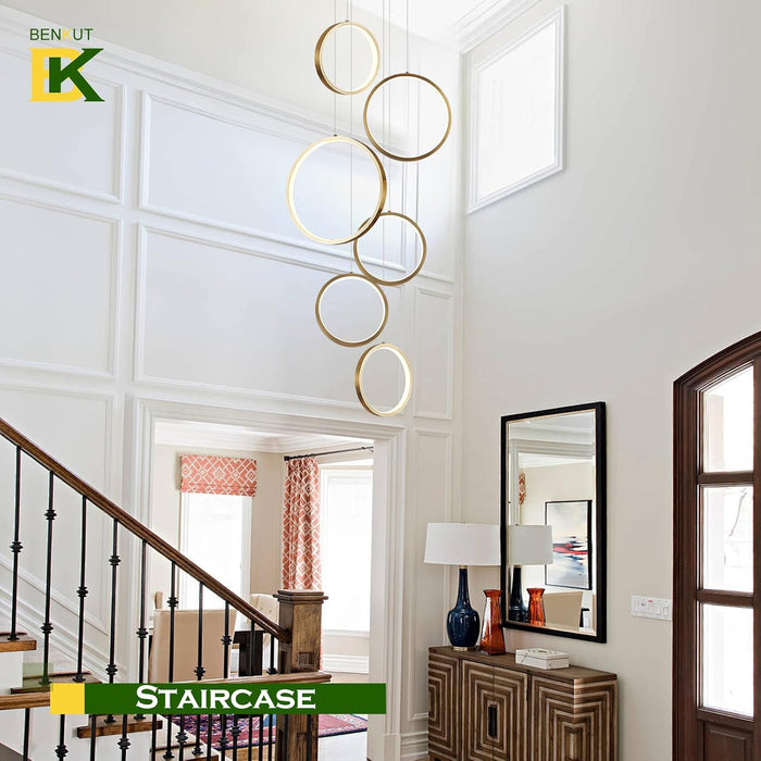 Gold Modern LED Chandelier Dimmable Pendant Luminaire