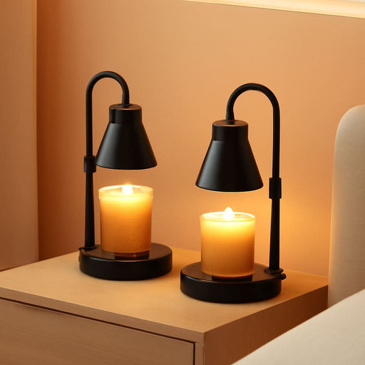 2 Pack Candle Warmer Lamp - Adjustable Height Candle Lamp Warmer, Stepless Dimming Function, Metal Candle Lamp for Jar Candles, No Flame Scented Candle Warmer with 2 Bulbs, Gifts for Mom