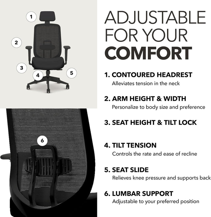 Altern Ergonomic Office Chair, Office Desk Computer Chair, Black