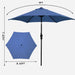 9Ft Outdoor Patio Umbrellas 6 Ribs with Tilt & Crank Patio Umbrella for Patio, Navy Blue