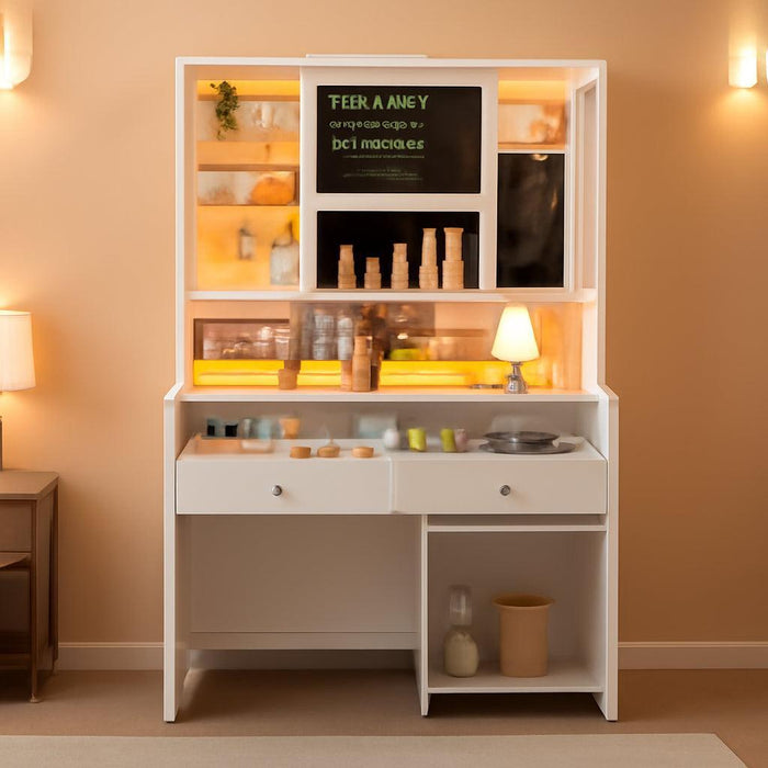 White Makeup Vanity Desk with LED Mirror and RGB Lights and Power Outlet, Morden Glass Top Vanity Table with Drawer & Storage Cabinet & Adjustable Shelves, Large Dressing Table for Bedroom